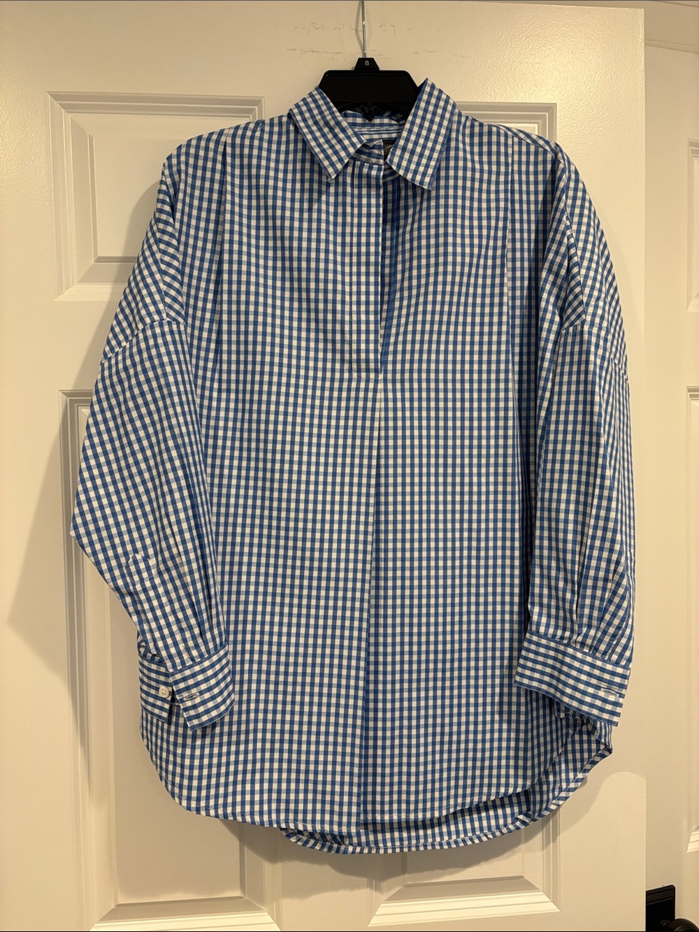 French Connection Blue and White Gingham Button-Up Shirt
